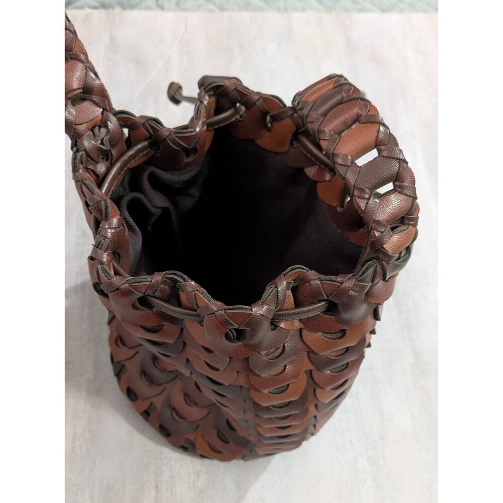 Woven Scales Leather Bucket Bag - Picture 8 of 8